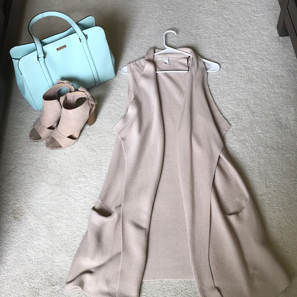 Tan sleeveless Cardigan